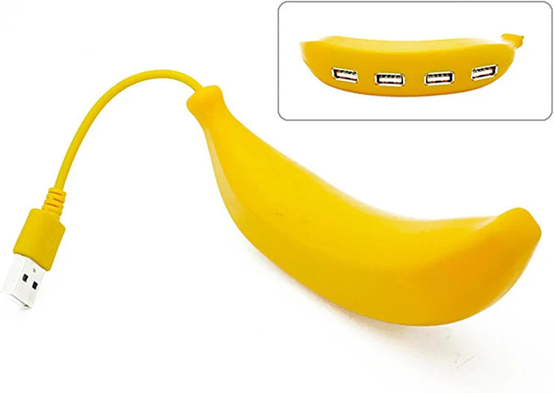 BananaHub: Quirky 4-Port USB 2.0 Hub with Cute Design, Sturdy Build Quality, Plug & Play, Compatible with Laptop, PC & Mac
