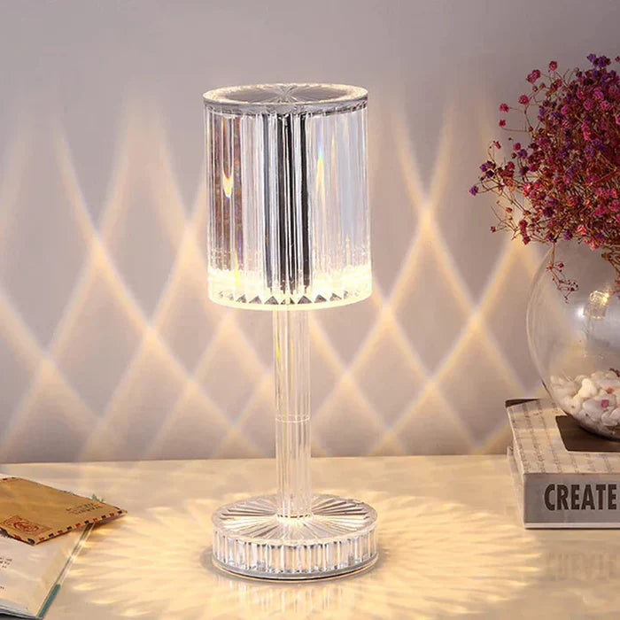 Brilla: Modern Crystal LED Table Lamp with 16-Color Changing RGB, Touch Control, USB Rechargeable & Diamond Cut Design