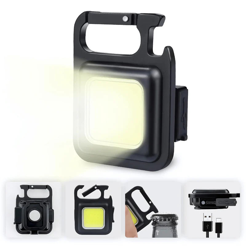 Lumi: Magnetic Keychain Mini LED Torch with Hook, Type-C port, Bottle Opener & Kickstand