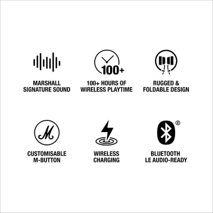 Marshall Major V – Wireless Bluetooth Headphones with Iconic Marshall Design, Custom-Tuned 40mm Drivers, 100+ Hour Battery Life, Fast Charging, Dual Mic for Calls, Foldable Travel-Friendly Build | Premium Sound | 1-Year Warranty | 14-Day Easy Returns |
