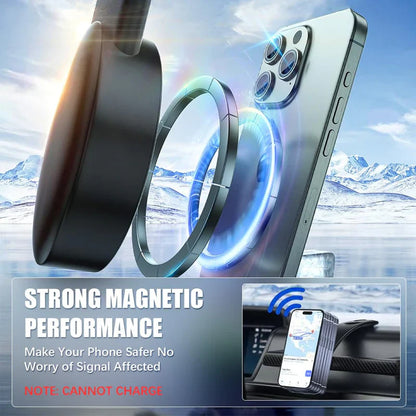 Magnum: Sleek Memory Metal 15W MagSafe Wireless Car Charger & Magnetic Phone Holder with Ultra-Strong Grip, Flexible Aluminum Bendable Arm & Dashboard Mount