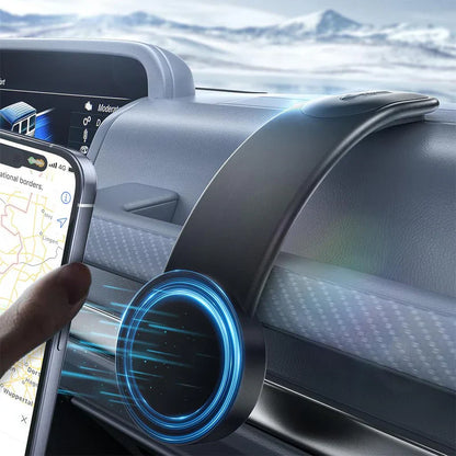 Magnum: Sleek Memory Metal 15W MagSafe Wireless Car Charger & Magnetic Phone Holder with Ultra-Strong Grip, Flexible Aluminum Bendable Arm & Dashboard Mount