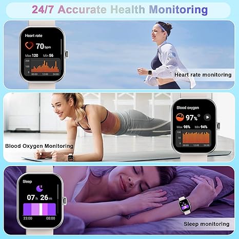 Smart Watch (Answer/Make Call), 1.96" HD Smartwatch for Women, 2025 Fitness Watch with 112+ Sport Mode/Pedometer/Calories/Sleep/Heart Rate Monitor, IP68 Waterproof Fitness Tracker for Android iOS