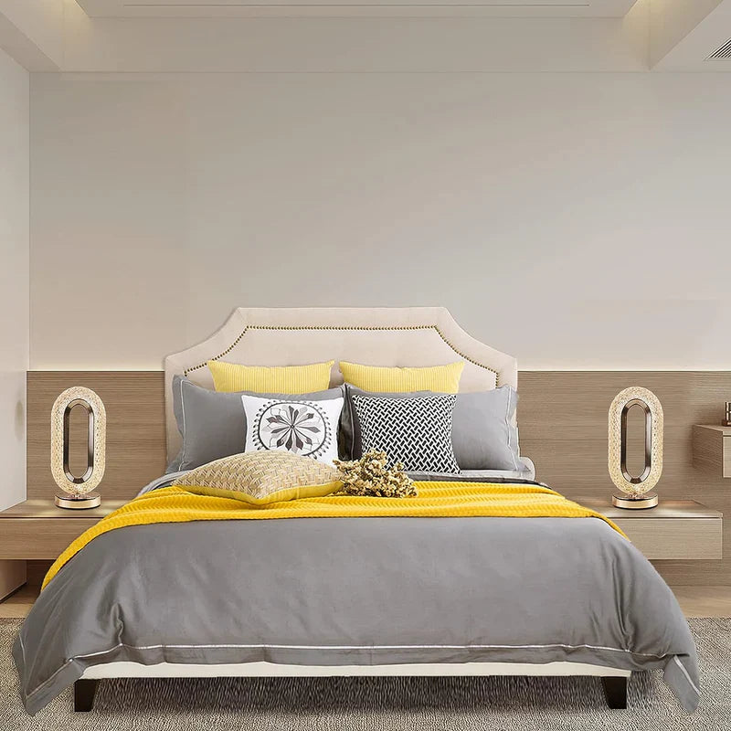 Crysta: Dimmable Touch Control Crystal Table Lamp with USB Rechargeable LED & Elegant Oval Design for Home, Bedroom & Décor