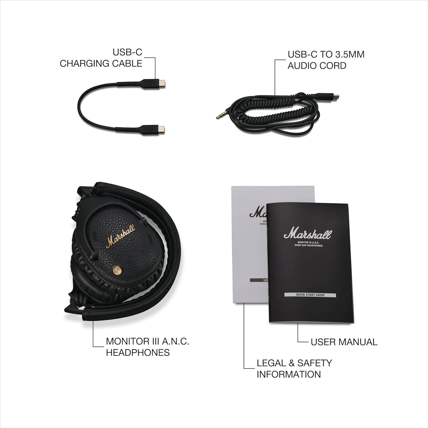 Marshall Monitor III Wireless Headphones – Up to 70H Playtime, Advanced ANC + Transparency Mode, Dynamic Spatial Audio, Foldable Travel-Ready Design, Signature Sound, Comfortable Over-Ear Fit + Free Hard Carry Case | 1-Year Warranty | Easy 14-Day Returns