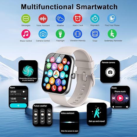 Smart Watch (Answer/Make Call), 1.96" HD Smartwatch for Women, 2025 Fitness Watch with 112+ Sport Mode/Pedometer/Calories/Sleep/Heart Rate Monitor, IP68 Waterproof Fitness Tracker for Android iOS