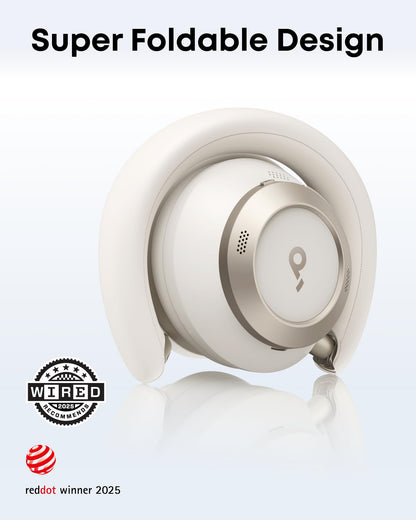 Soundcore Space One Pro – Foldable Wireless Over-Ear Headphones with Adaptive ANC, Hi-Res LDAC Audio, 60H Battery Life, 6-Mic Clear Calls, Fast Charge (5 Min = 8H Playtime), Travel-Ready Comfort + Free Carry Case | 1-Year Warranty | Easy 14-Day Returns