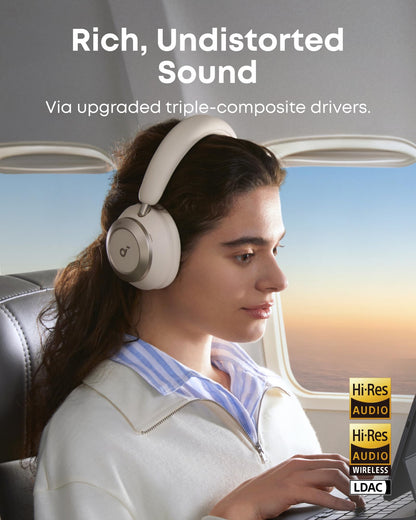 Soundcore Space One Pro – Foldable Wireless Over-Ear Headphones with Adaptive ANC, Hi-Res LDAC Audio, 60H Battery Life, 6-Mic Clear Calls, Fast Charge (5 Min = 8H Playtime), Travel-Ready Comfort + Free Carry Case | 1-Year Warranty | Easy 14-Day Returns