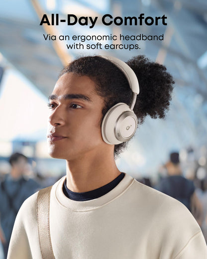 Soundcore Space One Pro – Foldable Wireless Over-Ear Headphones with Adaptive ANC, Hi-Res LDAC Audio, 60H Battery Life, 6-Mic Clear Calls, Fast Charge (5 Min = 8H Playtime), Travel-Ready Comfort + Free Carry Case | 1-Year Warranty | Easy 14-Day Returns