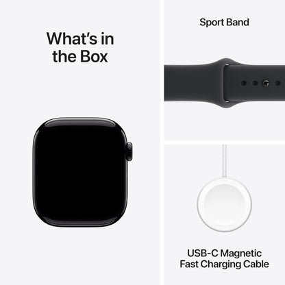 Apple Watch Series 11 (GPS + Cellular, 42mm) – Always-On Retina Display, Advanced Health & Fitness Tracking, Smart Calling & Notifications, Long Battery Life, Water-Resistant Jet Black Aluminum Design + Free Sport Band