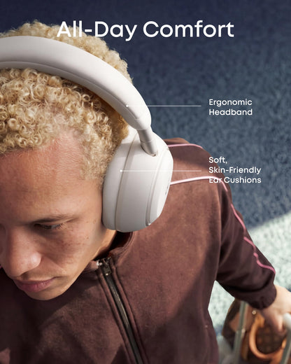 Soundcore Space 2 – Wireless Active Noise Cancelling Headphones with Hi-Res LDAC Audio, 50H Battery Life, Dual Device Connection, Clear Calls, Bluetooth 6.1, Nap Mode & Wearing Detection + Free Carry Pouch | 1-Year Warranty | Easy 14-Day Returns