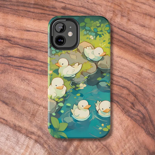Whimsical Duck Themed Tough Phone Case, Fun Phone Cover, Cute Hard Shell for iPhone or Samsung, Unique Phone Accessory
