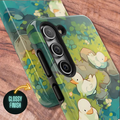Whimsical Duck Themed Tough Phone Case, Fun Phone Cover, Cute Hard Shell for iPhone or Samsung, Unique Phone Accessory