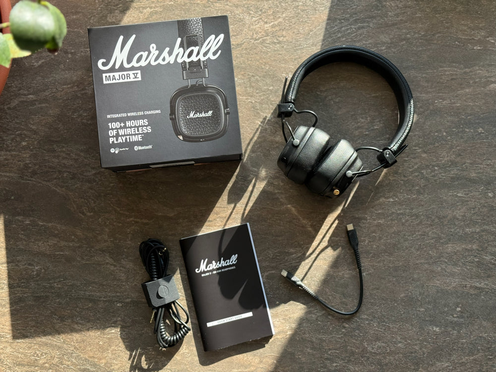 Marshall Major V – Wireless Bluetooth Headphones with Iconic Marshall Design, Custom-Tuned 40mm Drivers, 100+ Hour Battery Life, Fast Charging, Dual Mic for Calls, Foldable Travel-Friendly Build | Premium Sound | 1-Year Warranty | 14-Day Easy Returns |